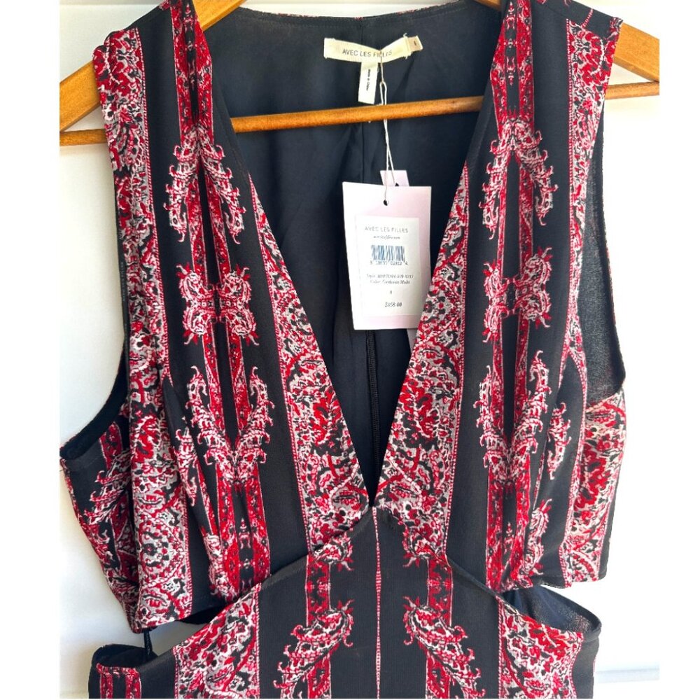 NWT AVEC LES FILLES Paisley-Print Tiered Maxi Dress Size 8 - Picture 6 of 14